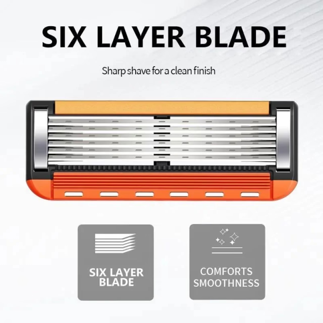 Men's Razor Refill Set + Free Handle – Ultra-Sharp Stainless Blades for Smooth Shave